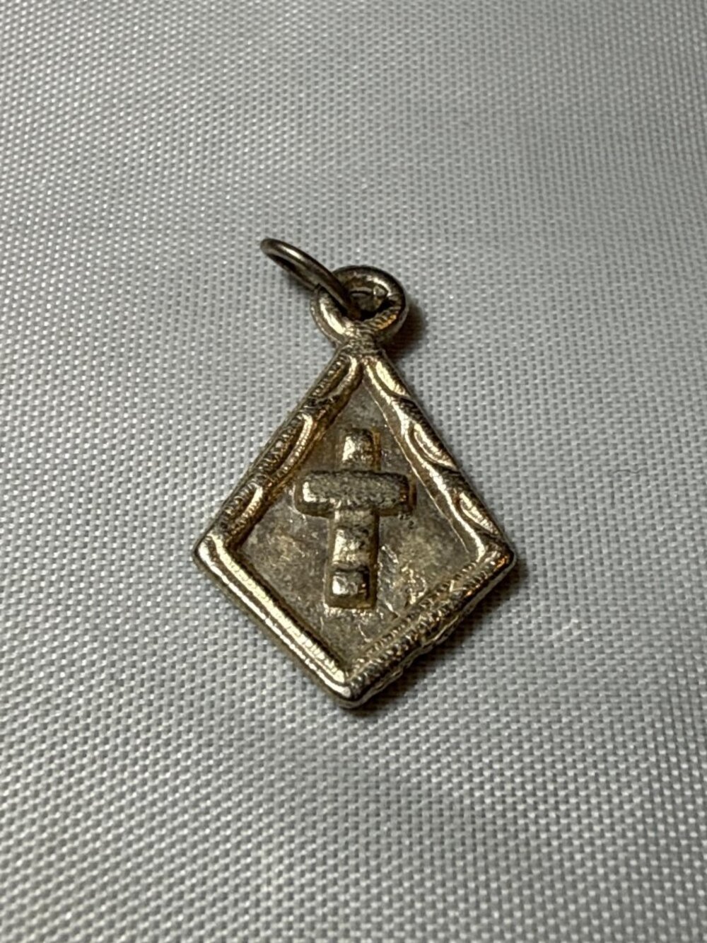 Vintage Diamond Shape Holy Ghost Fathers Mission Cross Pendant Charm